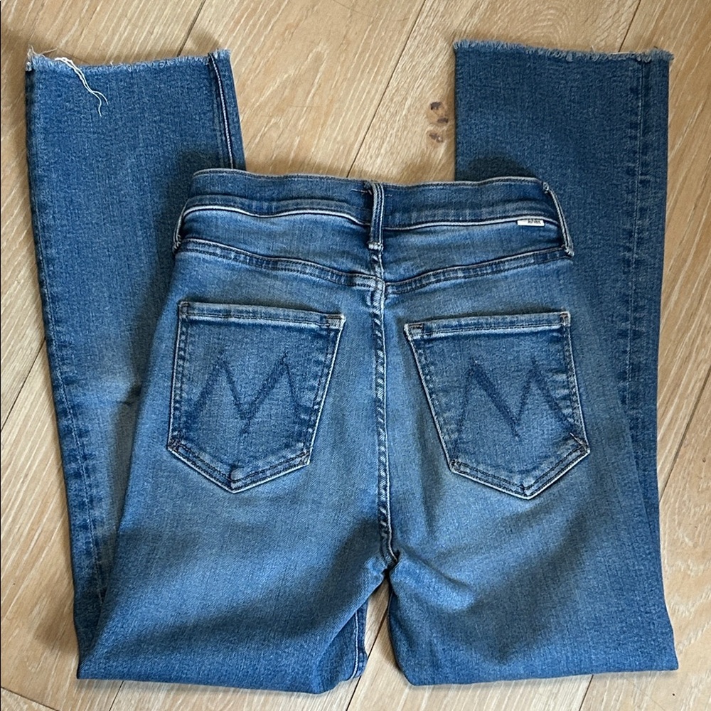 MOTHER The Tripper Ankle Fray Blue Stretch Denim Straight Leg Jeans - Picture 12 of 13